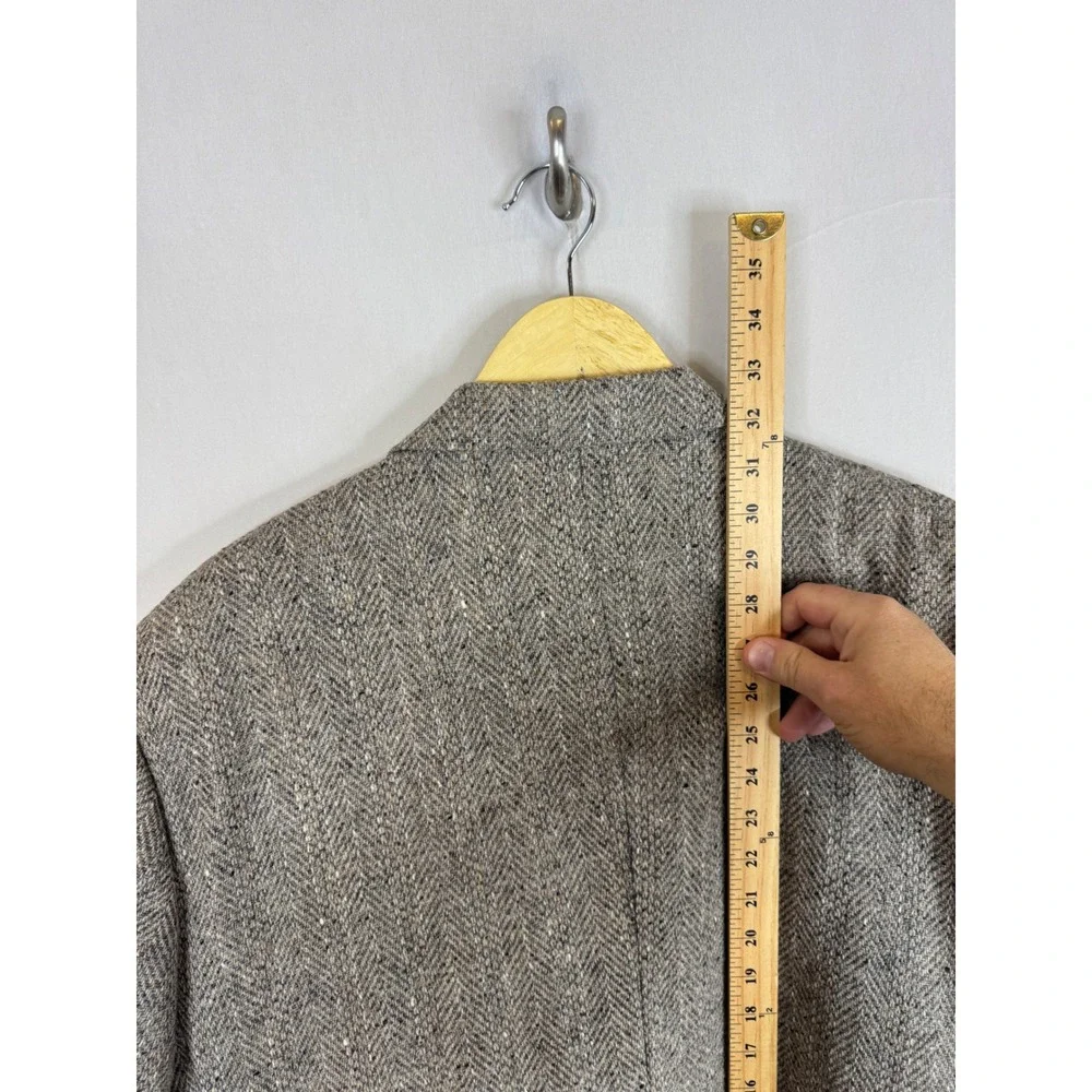 Vintage London Fog Mens‎ 54 Grey Herringbone Pure Wool Blazer Sport Coat